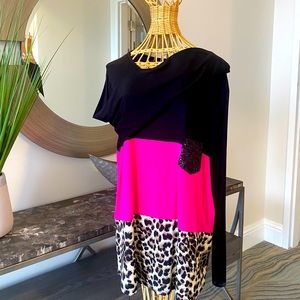 Black, Pink and Cheetah print Blouse 3XL